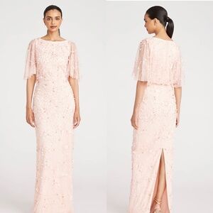 NWT Theia Romina Beaded Column Gown in Powder Blush size 10